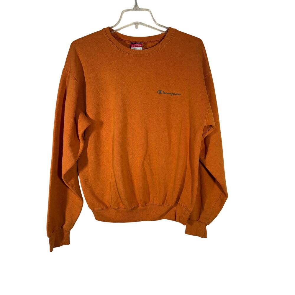 Vintage Champion Orange Crew Neck Sweatshirt - Men's M - Y2K 2000s